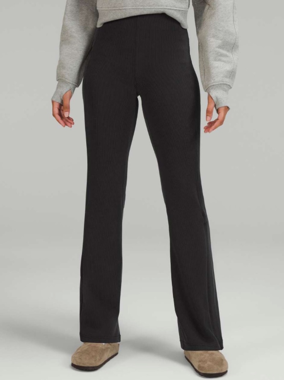 Lululemon Brushed Softstreme Ribbed Zip Flared Pant 32.5" Black Size 6 W5EUBS